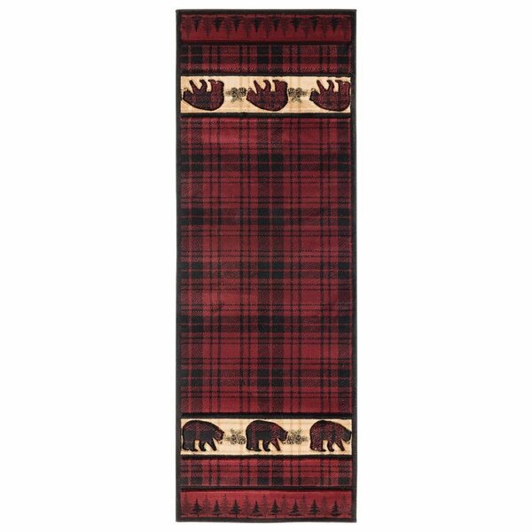 United Weavers Of America Cottage Bear Stone Burgundy Runner Rug, 2 ft. 7 in. x 7 ft. 4 in. 2055 40834 28C